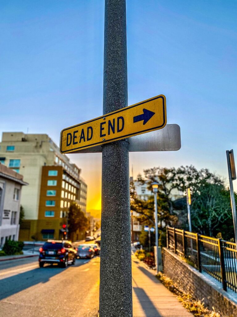 dead end, road, sign, urban, downtown